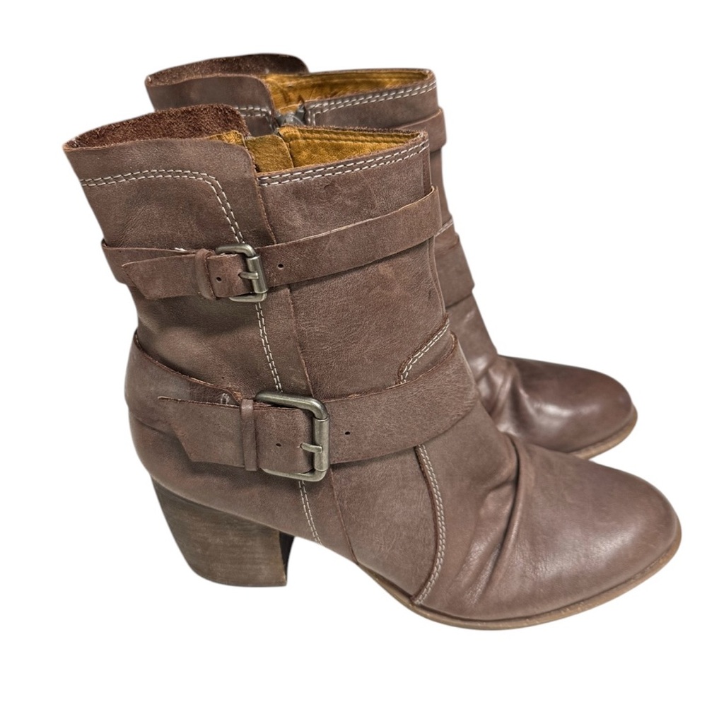 Naya Virtue Women’s Brown Leather Ruched Boots Size 9W
